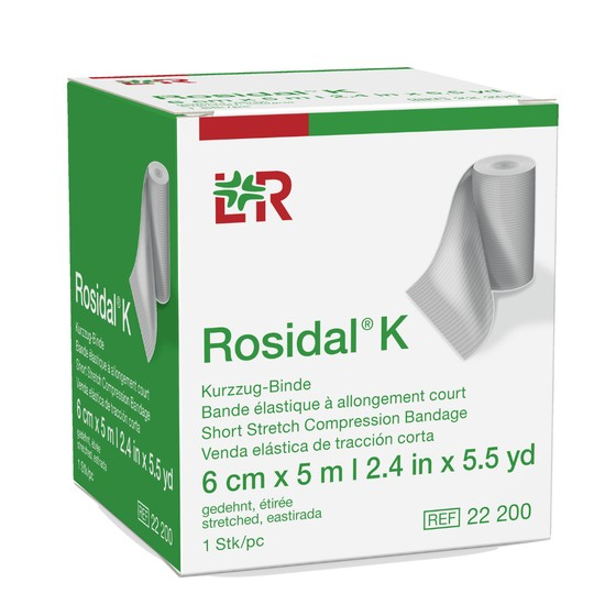 ROSIDAL K-BANDAGEM DE CURTO ESTIRAMENTO E ALTA COMPRESSAO - 6CM X 5M Lote212147200 Ean 4021447222004