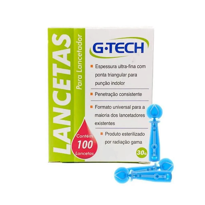 Lanceta para lancetador G-Tech II 28G - caixa com 100 unidad