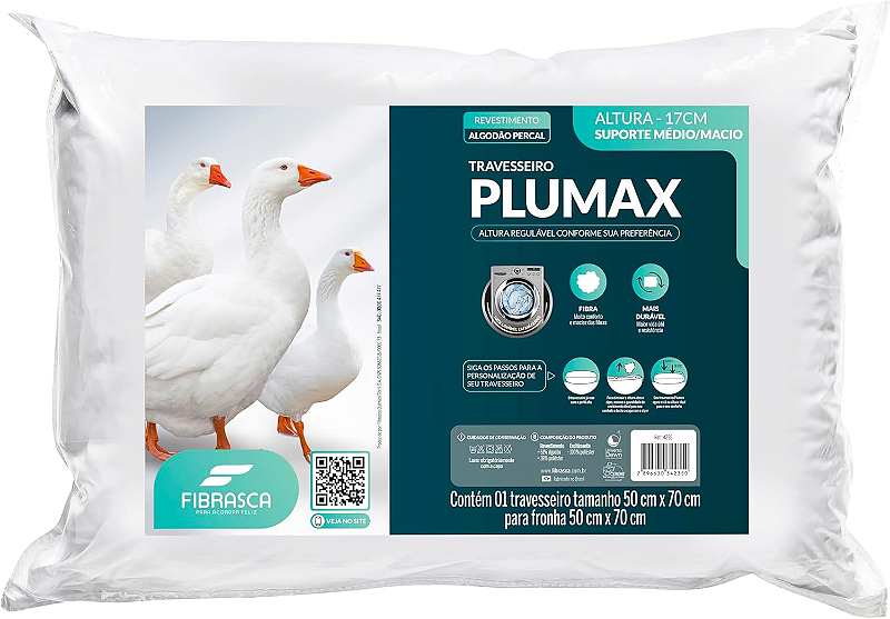 TRAVESSEIRO PLUMAX PERCAL 50X70