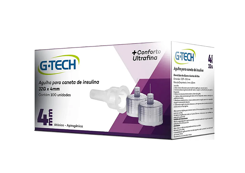 Agulha para caneta de Insulina G-Tech 32G x 4 mm
